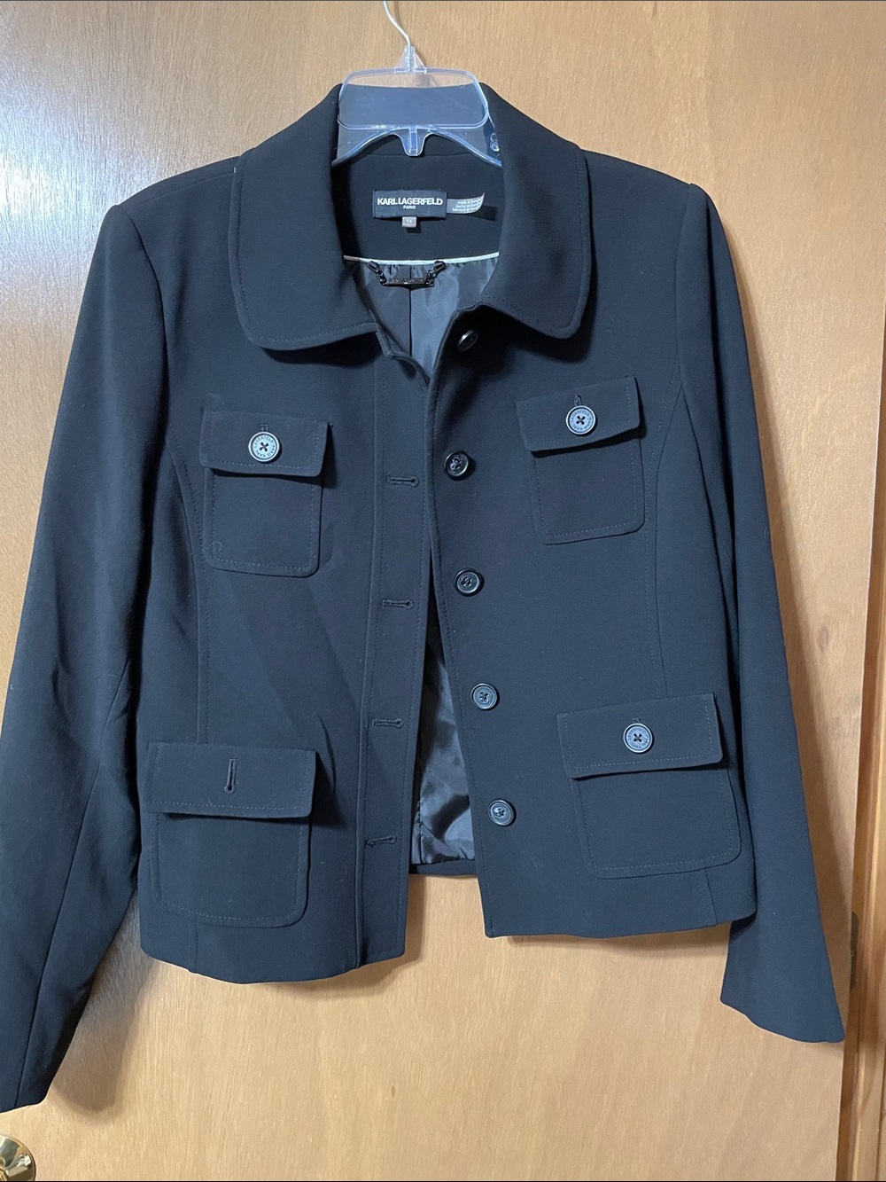 Karl Lagerfeld Black Women's Button-Front Tailored Jacket